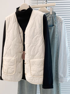 Warm Lamb Velvet down Cotton Vest Women Winter Inner Loose Double-Sided Wear Fleece Lined Cotton Inner Vest Solid Color