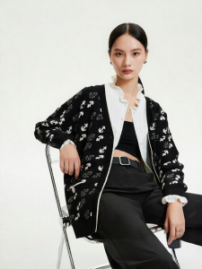 Vero Moda | Autumn Sale Loose V-Neck Printed Casual Sweater Cardigan