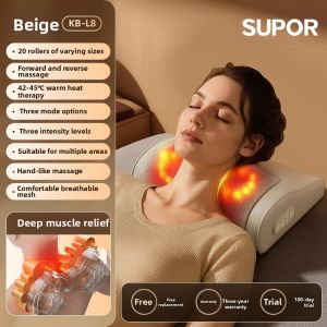 Supor | Supor Neck Massager Device Rectangular Shape Kneading And Heat Therapy Electric Plug-in Neck Pillow for Cervical Spine Massage