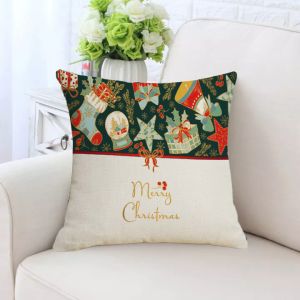 Pyra 2025 Christmas Throw Pillow Case For Sofa With Zipper Red Santa Pillow Case Xmas Cushion Cover 18x18inch Home Decor