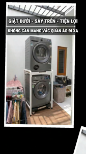 Kệ 2 tầng máy giặt máy sấy lắp ráp chịu tải đến 500KG INOX không gỉ - Bảo hành 2 năm