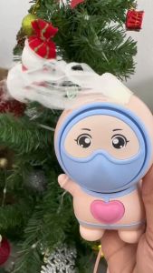 พัดลมห้อยคอคูณหมออวกาศ รุ่น 6087 พกพาขนาดเล็กมีสายคล้องคอ ปรับหมุนได้ 360° ลูกเล่นใบหน้าหมุนได้ 360° มี 2 สี ขาว/ชมพู