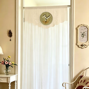 Lace Border Semi Sheer Curtain for Home
