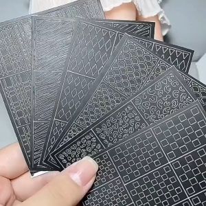 Nail Sticker Fish Scale Nail Vinyls Adhesive Nail Accessories Decal Stickers Star Butterfly Nail Art Decoration 镂空格纹美甲贴纸