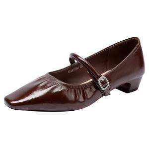 Josiny | French Style Pointed Toe Chunky Heel Mary Jane Shoes