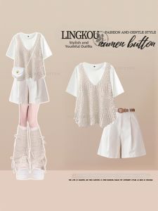 NUMEN BUTTON | Áo Ghi-lê Đan Lưới Họa Tiết Rỗ Dành Để Mặc Trong