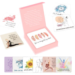 Positive Encouragement Cartoon Greeting Card for Women Pink Simplified Style Card in Gift Box Female Motivational Stationery