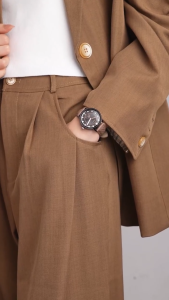 REBIRTH Jam Tangan Wantia Bulat Bisnis Kasual Mode Tali Kulit Jam Cewek Kecil 3059