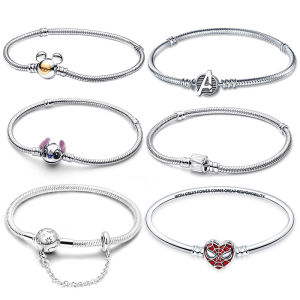 Disney | Disney Bracelet 925 Silver Charms Bracelet 17-20CM Love Heart Pave Zirconia Bracelet For Women DIY Charm Jewelry Gifts  Hot Sale