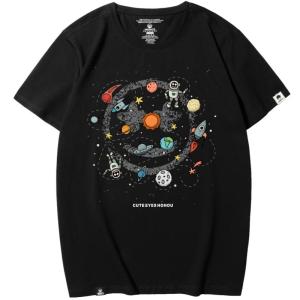 Kerwats Smiley Face Universe Happy Planet Short-Sleeved T-shirt
