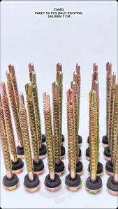 Skrup Roofing 7cm (1 Bungkus isi 50Pcs) Baut Atap 7Cm / Baut Roofing Kuning kepala Baut Kunci 8 Skrup