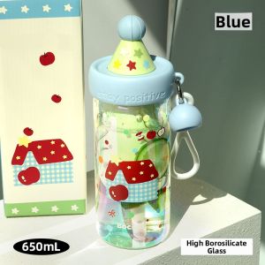 Aesthetic Portable Straw Glass Cup with Tea Water Separation