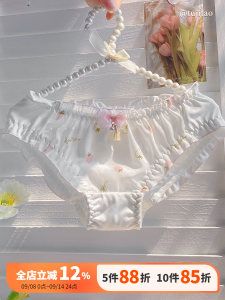 Sweet Strawberry Japanese Style Student Cotton Underwear Girls Lace Edge Fairy Butterfly Knot Cotton Crotch Triangle Panties