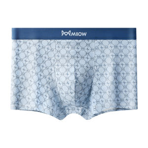 MiiOW | Mens Breathable Antibacterial Cotton Underwear Boxer Shorts Comfortable Mid Waist Print Pattern Luxury Style Youth Suitable