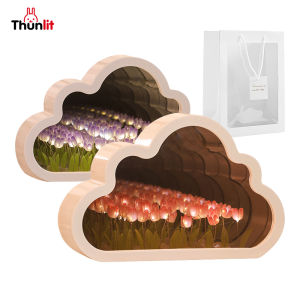 Thunlit Tulips Mirror Lamp DIY 9-flower Tulip Night Lamp LED Cloud Light Gift Girlfriend for Christmas Valentines Day Birthday