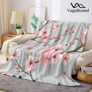 BILIBILI | Pink Cherry Blossom Branch Flannel Blanket Warm Soft Halloween Christmas Decorative Couch Warm Cozy All-Season Gift