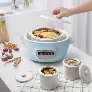 Bear electric stew pot 2.5L ceramic auto water isolated electric slow cooker double boiler 4 pot soup Birds Nest baby porridge bear electric stewpot smart bain-marie soup pot
