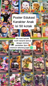 Poster karakter 50 kotak Motif frozen boba sanrio dll