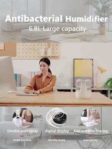 OOKAS Health Humidifier 6.8L Lager Ultrasonic Air Purifier Diffuser Humidifier for Bedroom LED Night Light Type-C Air Humidification Dual Holes Atomized AromatherapyQuiet 16dB