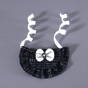 Pet Bib Suit Woven Classic Style Flower Beret Bows Lace Saliva Towel Cat Dog Camellia