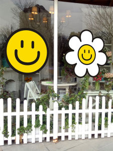 Creative Sunflower Smile Stickers Wall Decals PVC Material Waterproof Shockproof Moisture Proof Decorations for Clothes Shops Milk Tea Stores