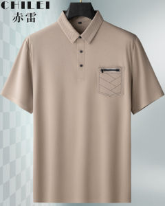 Plus Size Mens Summer New Arrival Short Sleeve Polo Shirt Loose Casual plus Size Plus-Size People Half Sleeve Lapel Ice Silk T-shirt