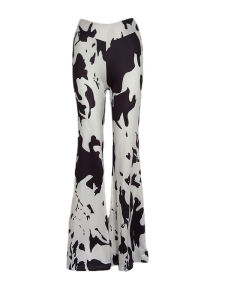 High-Waisted Cow Print Flared Trousers Street Style Asymmetric Tailoring Straight Leggings Casual High Waist Bell Bottoms
