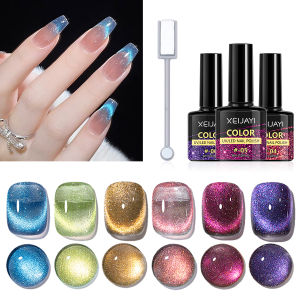 6pcs Cat Eye Gel Nail Polish Set Reflective Magnetic Gel Polish And Stick Soak Off Cat Eye Gel Polish Manicure Nail Art Gift F