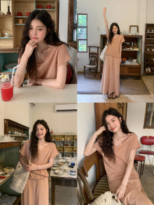 Summer Loose V-Neck Knit Dress Set