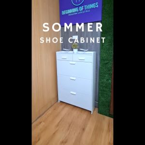 SOMMER 80 X 24 X 120 CM Slim Flip Shoe Rack Cabinet Modern Minimalist Wooden Organizer Shoe Shine White - Lazada