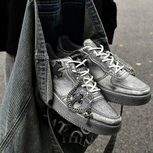 Retro Japanese Low-Top Casual Shoes Mens Cross Dirty Design Niche Trendy Chain Little Dirty Shoes Fashionable Sneakers