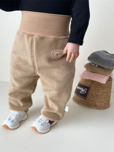 กางเกงเด็กทารกกางเกง PP ใหญ่ทรงหลวมบุขนสำหรับเด็กทารกชายและหญิงให้ความอบอุ่นบุขนทั้งตัวไม่มีโครงกางเกงป้องกันหน้าท้องเอวสูงสำหรับเด็ก