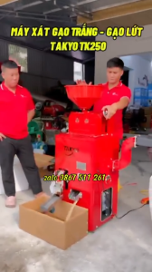 Máy xát gạo liên hoàn trấu riêng cám riêng điện 1 pha