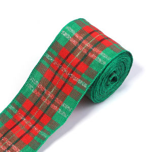 10yards/lot 38mm Polyester Red Green Christmas Style Ribbons For DIY Gift Box Wrapping Party Home Xmas Decorations