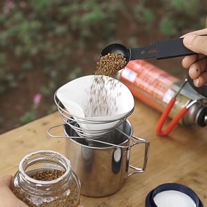 WINMAX Outdoor Camping Coffee Filter เครื่องชงกาแฟสแตนเลส Inverted Cone สปริงพับได้ Coffee Filter Funnel Coffee Drip Rack