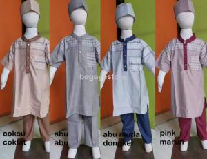 Koko Katun Anak Laki Lengan Pendek Bahan Katun Madinah Silk Umur 2-12 Tahun