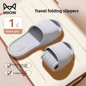 miiow | Portable Folding Travel Slippers Cat Person Hotel Disposable Slippers Anti-Slip Bathroom Bathing Slippers For Men And Women
