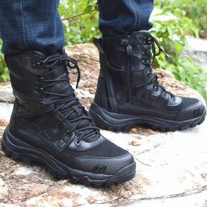 Mens Spring Summer Tactical Boots Ultra-light Special Forces Shock Absorption Breathable High-top Hiking Mountain Climbing Shoes