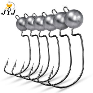 JYJ Exposed big Jig Head 3.5g 5g 7g 10g Barbed offset Hook Fishing Hooks Sharp jig head hook for soft worms