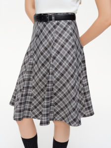 DUSHU | Slimming A-line Skirt with Plaid Pattern