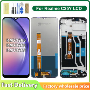 6.5" For Oppo Realme C25Y RMX3265 RMX3268 RMX326 LCD Display Touch Screen With Frame For Realme-C25Y LCD Replacement