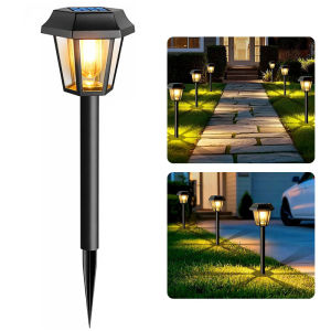 Solar Lights Outdoor Pathway Solar Hexagonal Landscape Light Floor Lamp Solar Stake Lights for Yard Landscape Walkway Path Lawn