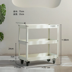 ตู้เก็บของแบบเคลื่อนที่พร้อมล้อ ชั้นวางของสไตล์เรียบง่ายและโมเดิร์นสำหรับห้องนั่งเล่น โต๊ะข้างโซฟาสีเขียว ชั้นวางของขนาดเล็ก