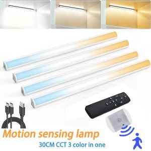 30cm TypeC Rechargeable Motion Sensor Led Lamp Wireles CCT LED Night Light Kitchen Wardrobe Cabinet Lighting Staircase Backlight