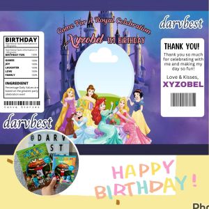 Chip bag customized personalized giveaway souvenir for kids birthday girl theme