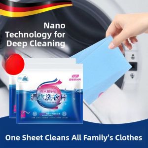 Powerful Stain Removal Concentrated Laundry Sheets Fresh Scent Long Lasting Clear Water No Rinse Machine Wash Lazy Persons Laundry Bubble Paper