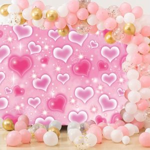 VIKAMA Pink Love Star Tapestry Gradient Heart shaped Bedroom Background Wall Couple Romantic Party Room Decoration