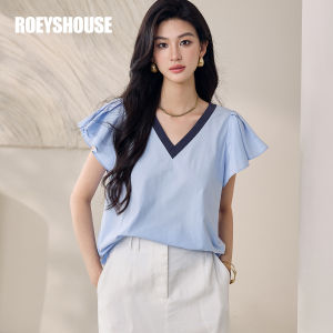 Roey s house | Relaxed Stylish V-Neck Shirt with Ruffled Sleeves