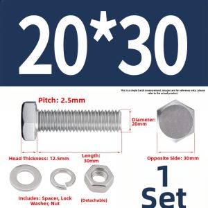 POWER&STRONG | 304 Stainless Steel Extended Hex Bolt Nut Set