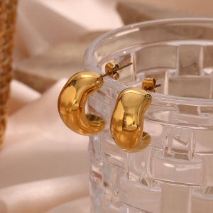 E.B.belle New Irregular 18K Gold Plated Stainless Steel Stud Earrings For Woman E B belle Official Store Stainless Steel Jewelry